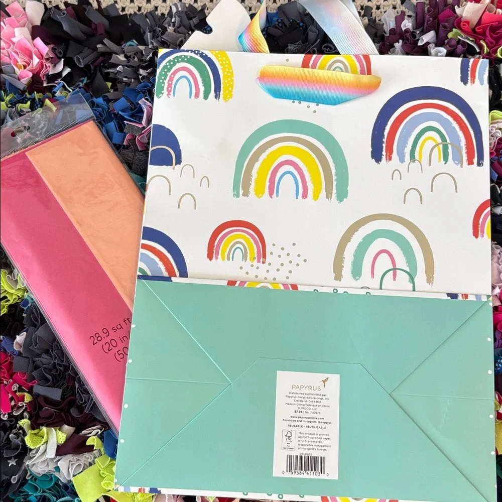 🆕Papyrus Rainbows Gift Bag And 2 Color Tissue Package